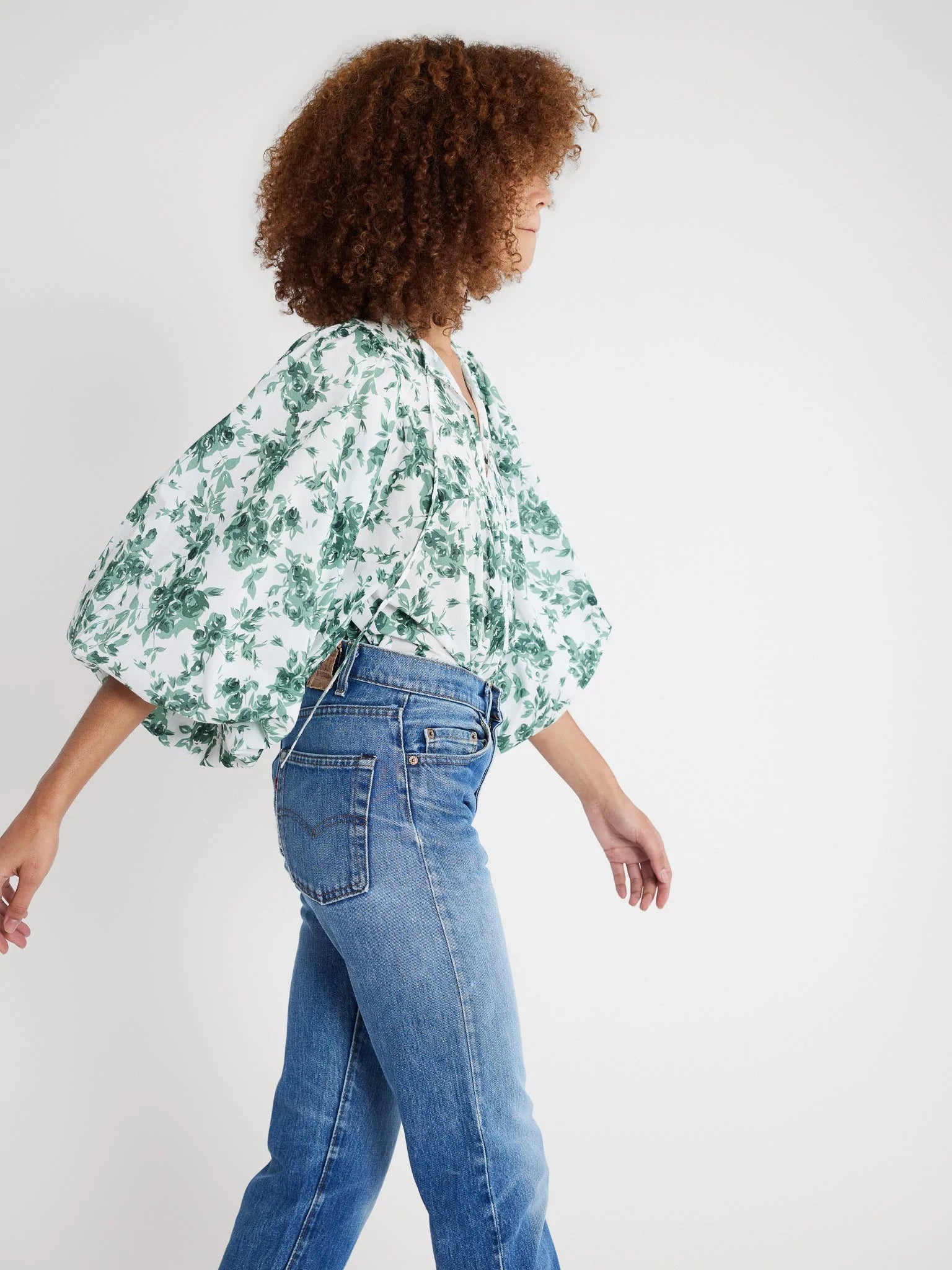 Mille Charlie Top in Green Bouquet
