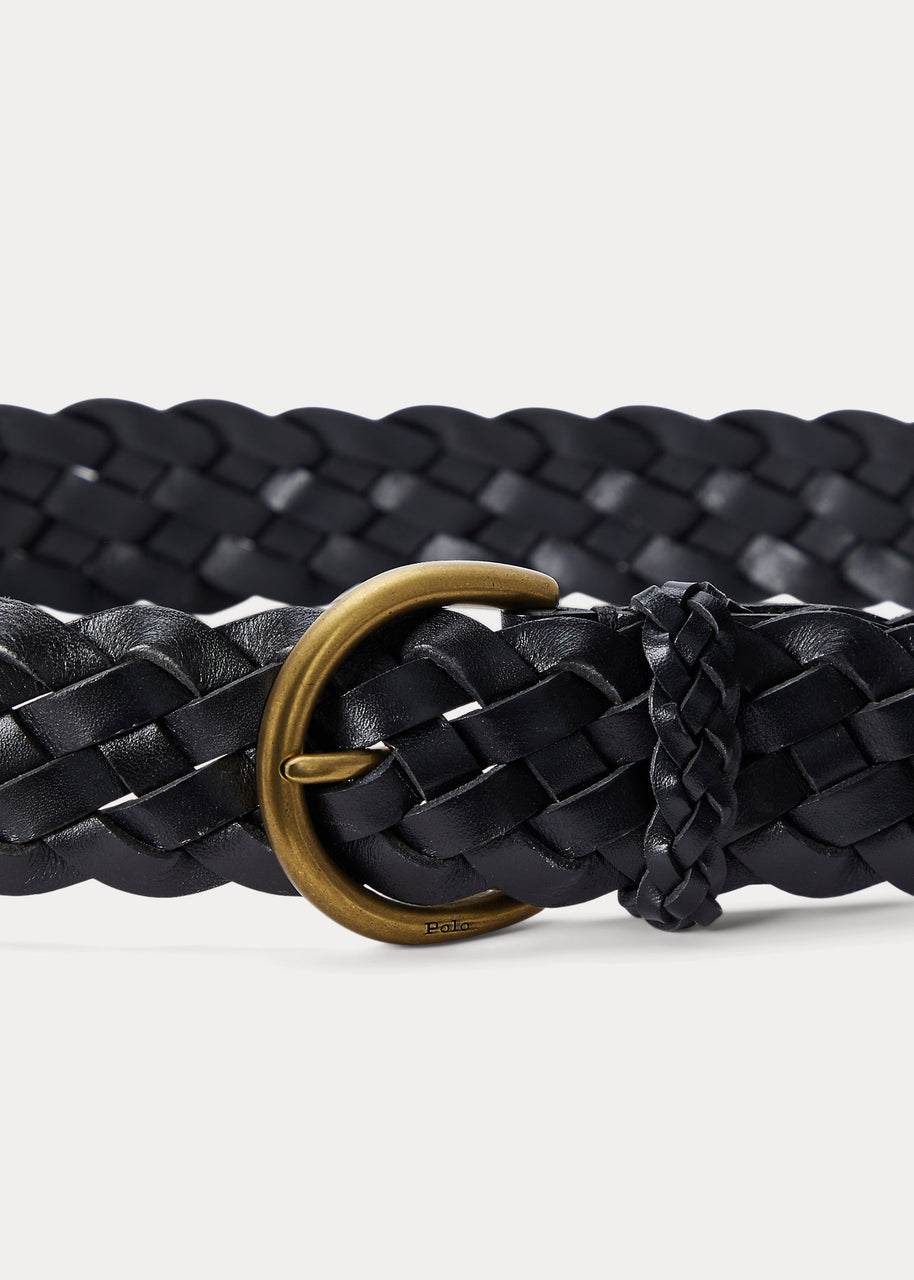 Black Braided leather belt, Polo Ralph Lauren