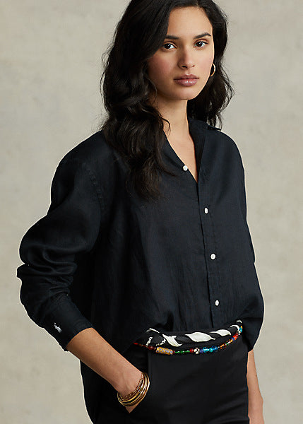 Ralph Lauren Women's Oversize Fit Linen Shirt - Size L in Polo Black Ralph Lauren Women's Oversize Fit Linen Shirt - Size L in Polo Black