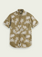 Scotch & Soda Regular Fit Printed Poplin Shirt - Khaki Leaf